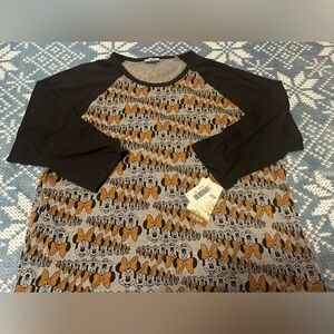NWT LuLaRoe Randy Gray and Black Minnie Mouse Raglan Shirt